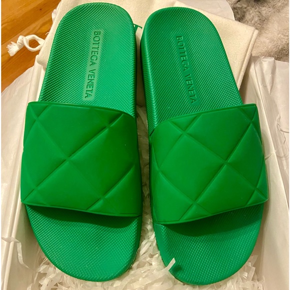 Bottega Veneta Intecciato Matte Rubber Slides Grass Green sz 38 - Picture 9 of 14